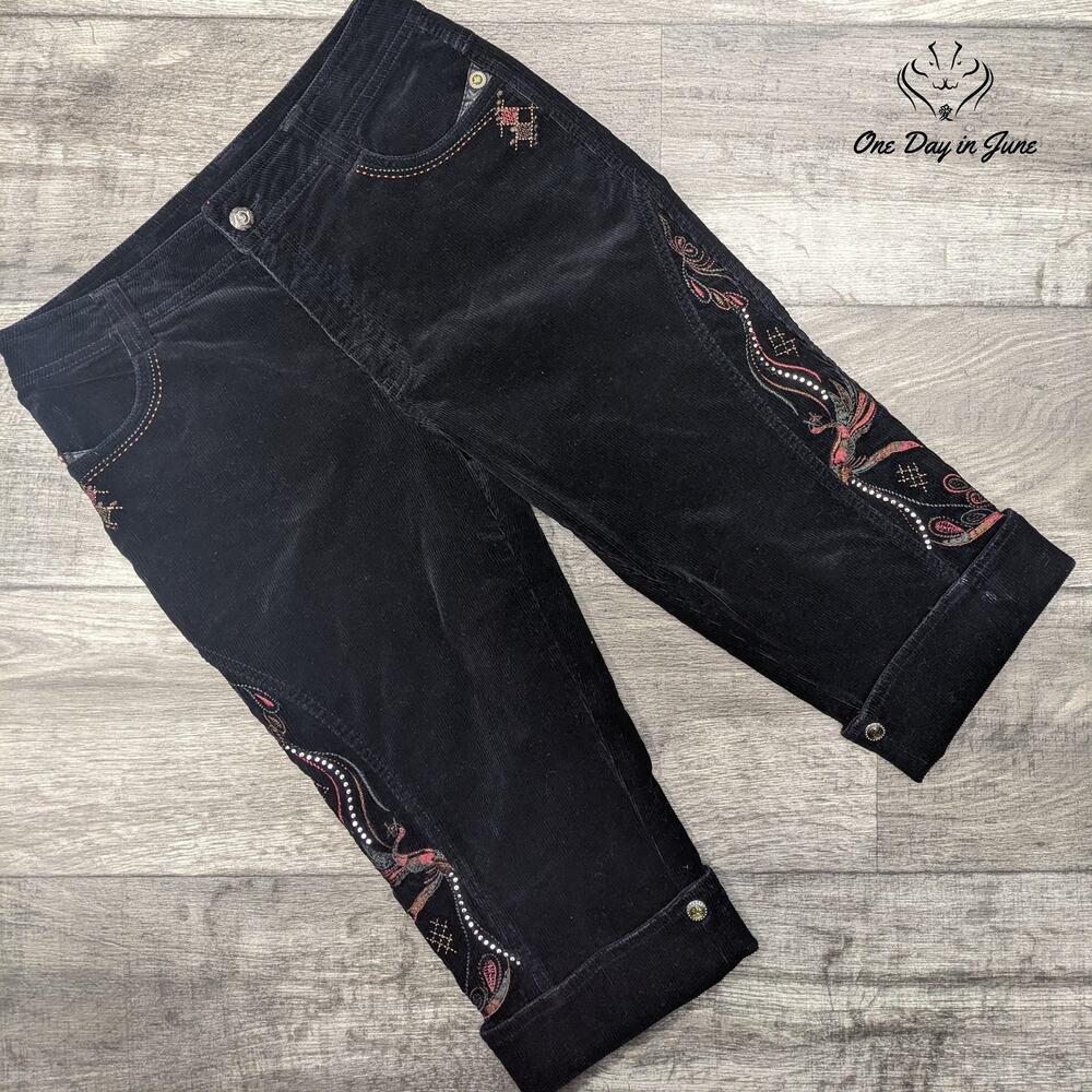 Bestn Corduroy Embroidered Capri Pants Size 10 (30)